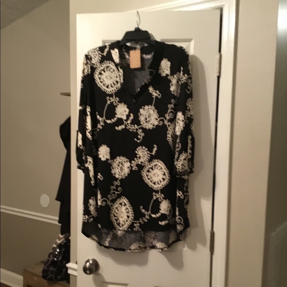 Blue and white tunic